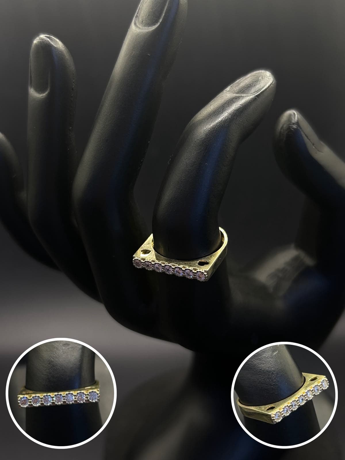 Anillo Placa Zirconias Oro 10k